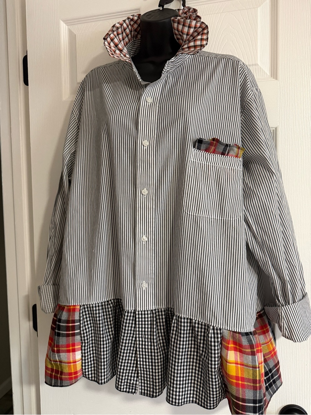 Upcycled Men’s Button-Down shirt for Women.